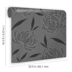 Alderley Black Floral Smooth Wallpaper -Home Paint Store alderley black floral smooth wallpaper5059340410227 02t