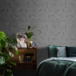 Alderley Black Floral Smooth Wallpaper -Home Paint Store alderley black floral smooth wallpaper5059340410227 21i