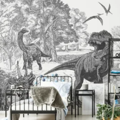 Art For The Home Black & White Sketched Dinosaur Matt Mural -Home Paint Store art for the home black white sketched dinosaur matt mural5011583446029 01i BQ