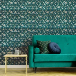 Boutique Eliza Teal Floral Smooth Wallpaper -Home Paint Store boutique eliza teal floral smooth wallpaper5011583501490 01i bq