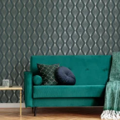 Boutique Marquise Emerald Geometric Gold Effect Textured Wallpaper -Home Paint Store boutique marquise emerald geometric gold effect textured wallpaper5011583445305 01i