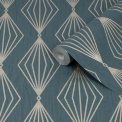 Boutique Marquise Emerald Geometric Gold Effect Textured Wallpaper -Home Paint Store boutique marquise emerald geometric gold effect textured wallpaper5011583445305 36c