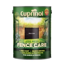 Cuprinol Less Mess Fence Care Rich Oak Matt Treatment, 5L -Home Paint Store cuprinol less mess fence care rich oak matt treatment 5l5010212572801 08c bq