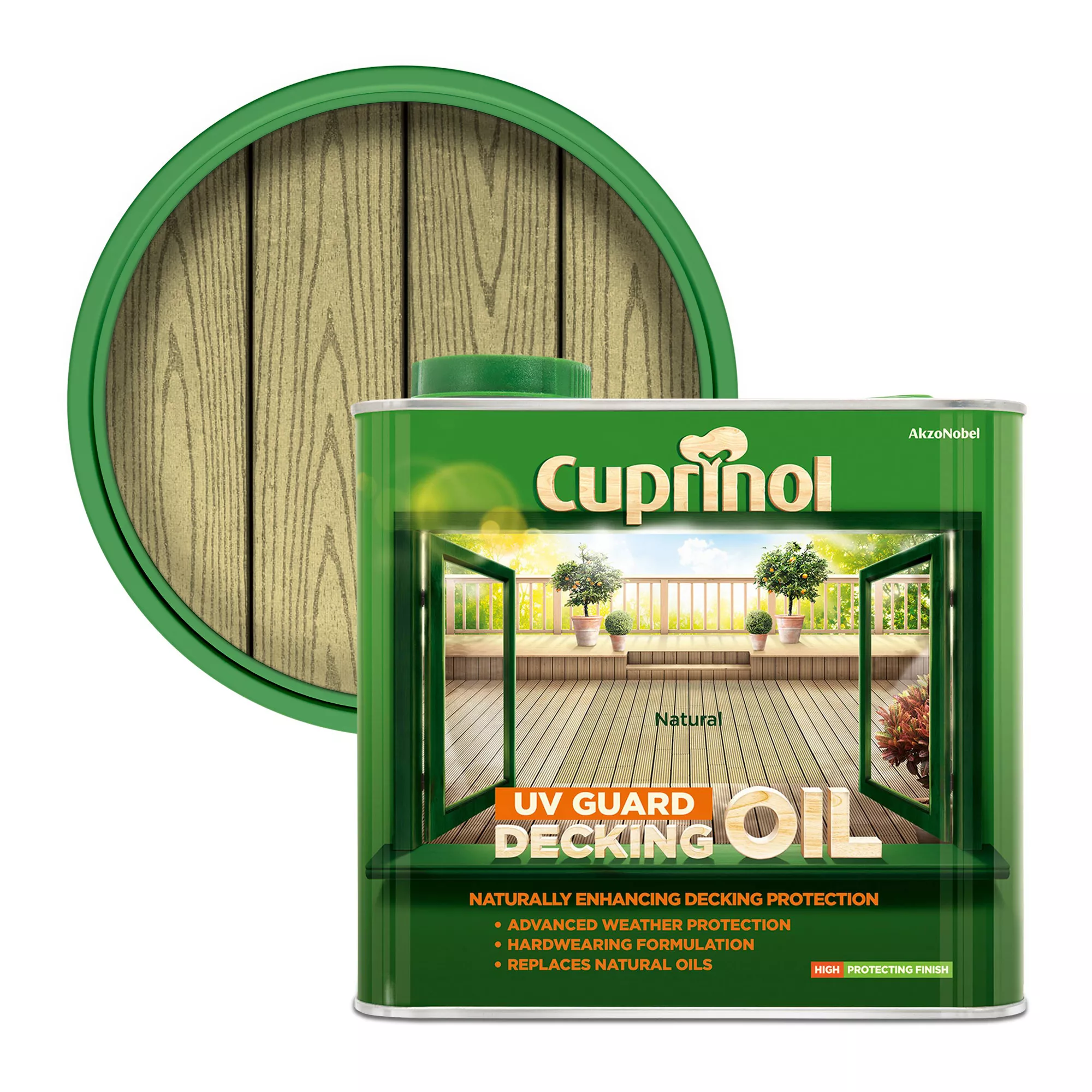 Cuprinol UV Guard Natural Matt UV Resistant Decking Wood Oil, 2.5L 3 Cuprinol UV Guard Natural Matt UV Resistant Decking Wood Oil, 2.5L