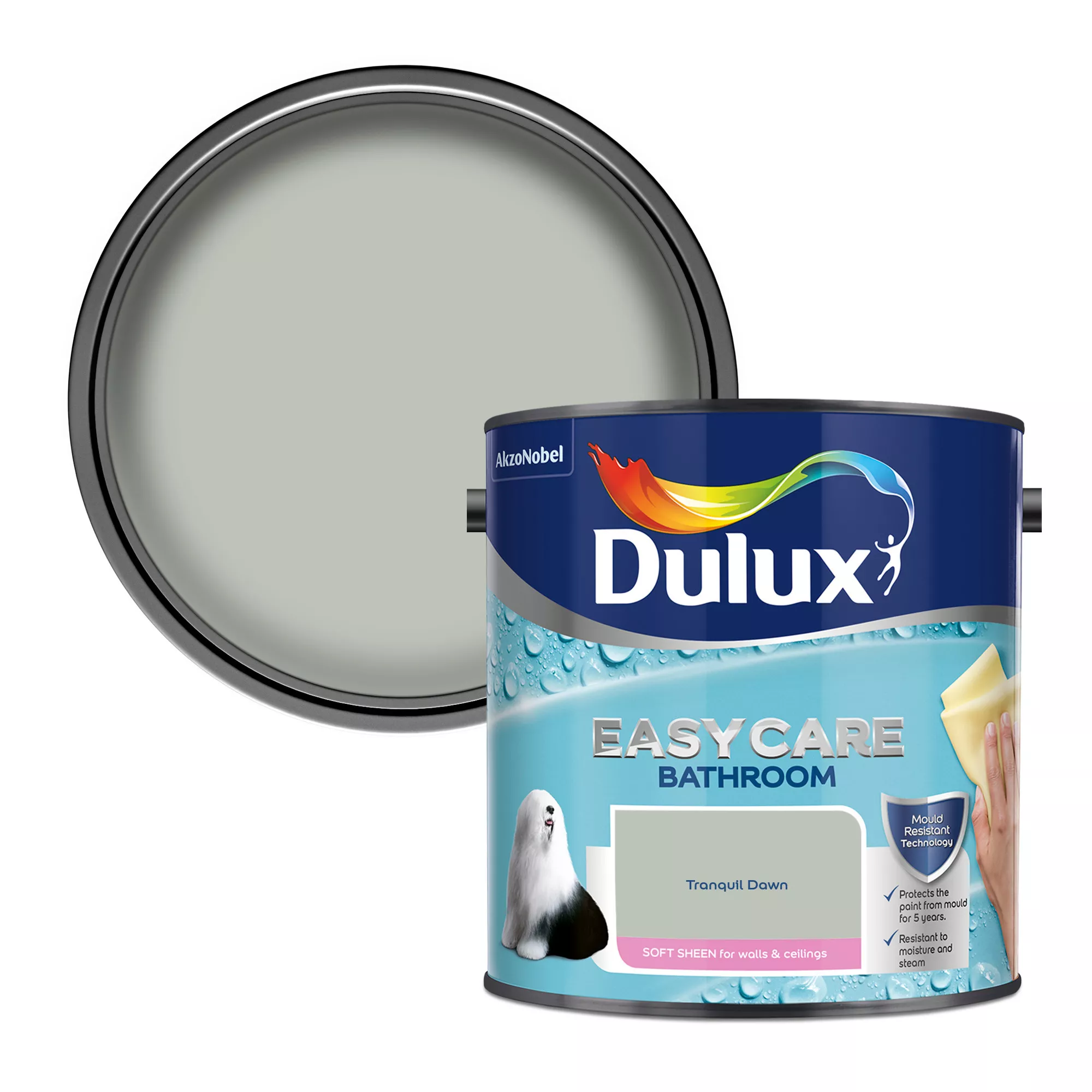 Dulux Easycare Bathroom Tranquil Dawn Soft Sheen Wall Paint, 2.5L 3 Dulux Easycare Bathroom Tranquil Dawn Soft Sheen Wall Paint, 2.5L