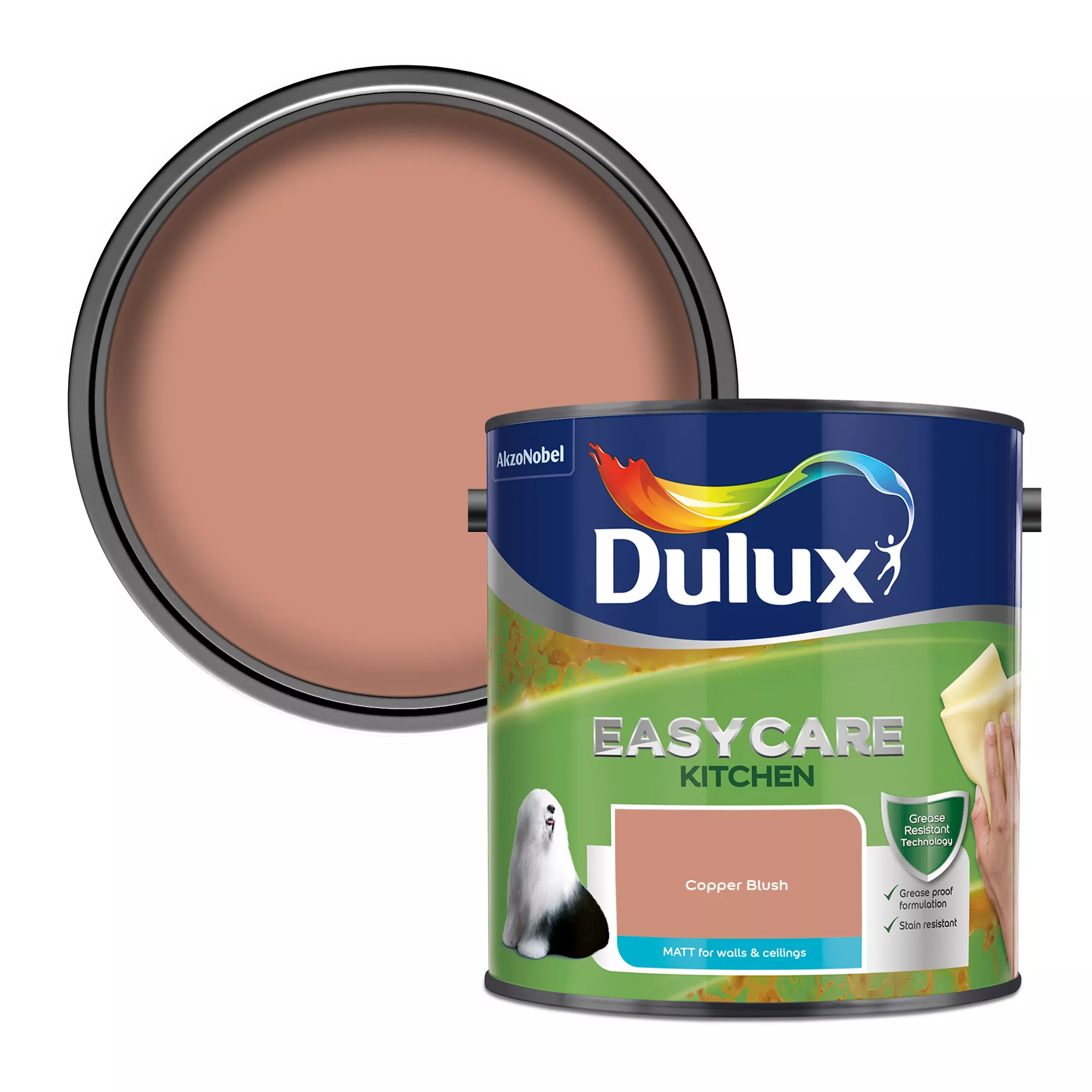 Dulux Easycare Kitchen Copper Blush Matt Wall Paint, 2.5L 3 Dulux Easycare Kitchen Copper Blush Matt Wall Paint, 2.5L