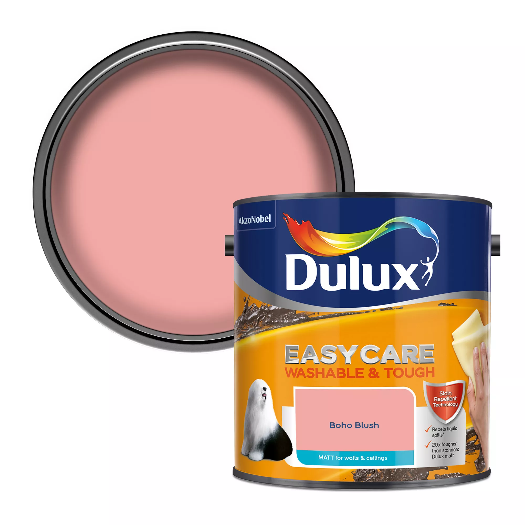 Dulux Easycare Washable & Tough Boho Blush Matt Wall Paint, 2.5L 3 Dulux Easycare Washable & Tough Boho Blush Matt Wall Paint, 2.5L