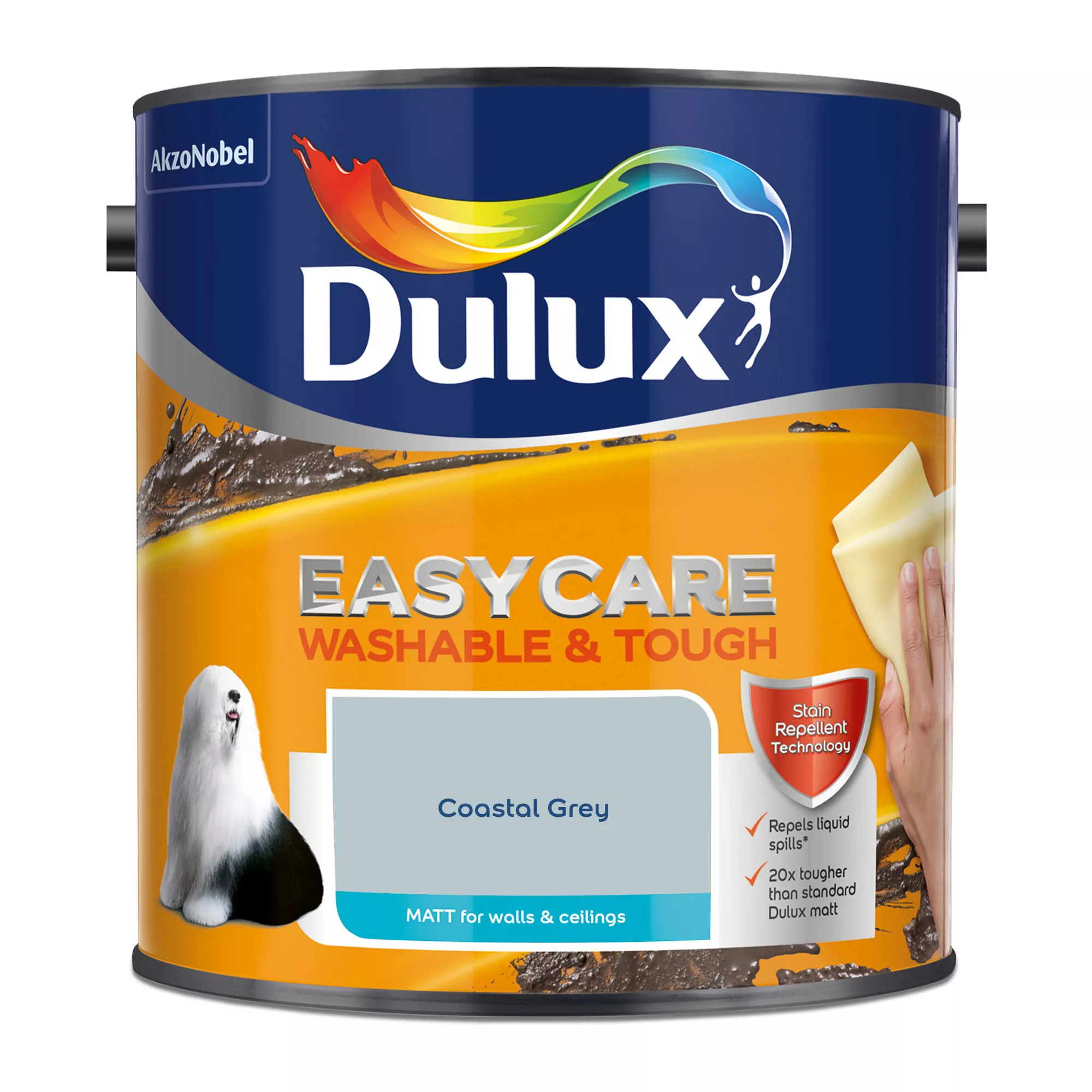 Dulux Easycare Washable & Tough Coastal Grey Matt Wall Paint, 2.5L 4 Dulux Easycare Washable & Tough Coastal Grey Matt Wall Paint, 2.5L - Image 2