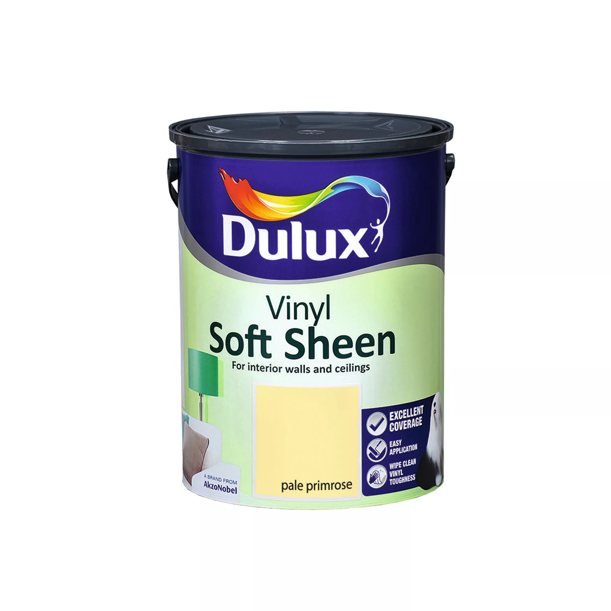 Dulux Pale Primrose Soft Sheen Emulsion Paint, 5L 4 Dulux Pale Primrose Soft Sheen Emulsion Paint, 5L - Image 2