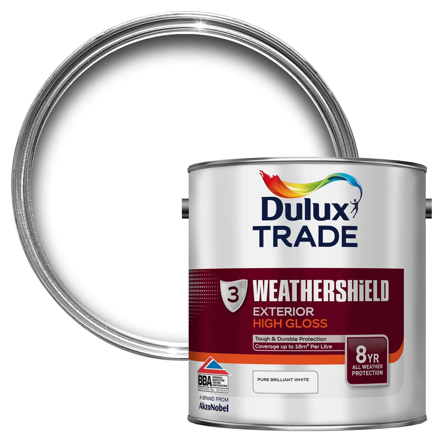 Dulux Trade Pure Brilliant White Gloss Exterior Wood Paint, 2.5L 3 Dulux Trade Pure Brilliant White Gloss Exterior Wood Paint, 2.5L