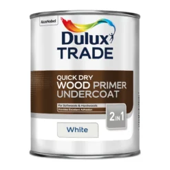 Dulux Trade White Wood Primer & Undercoat, 1L -Home Paint Store dulux trade white wood primer undercoat 1l5010212459447 08c bq