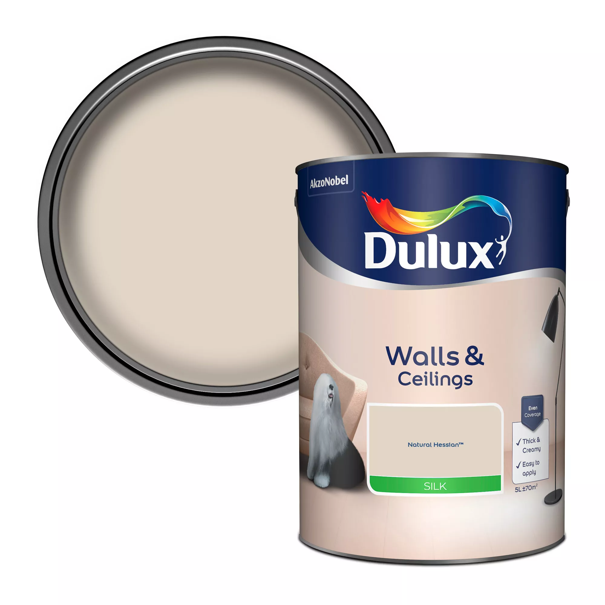 Dulux Walls & Ceilings Natural Hessian Silk Emulsion Paint, 5L 3 Dulux Walls & Ceilings Natural Hessian Silk Emulsion Paint, 5L