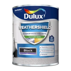 Dulux Weathershield Black Satinwood Exterior Metal & Wood Paint, 750ml -Home Paint Store dulux weathershield black satinwood exterior metal wood paint 750ml5010212494264 08c bq