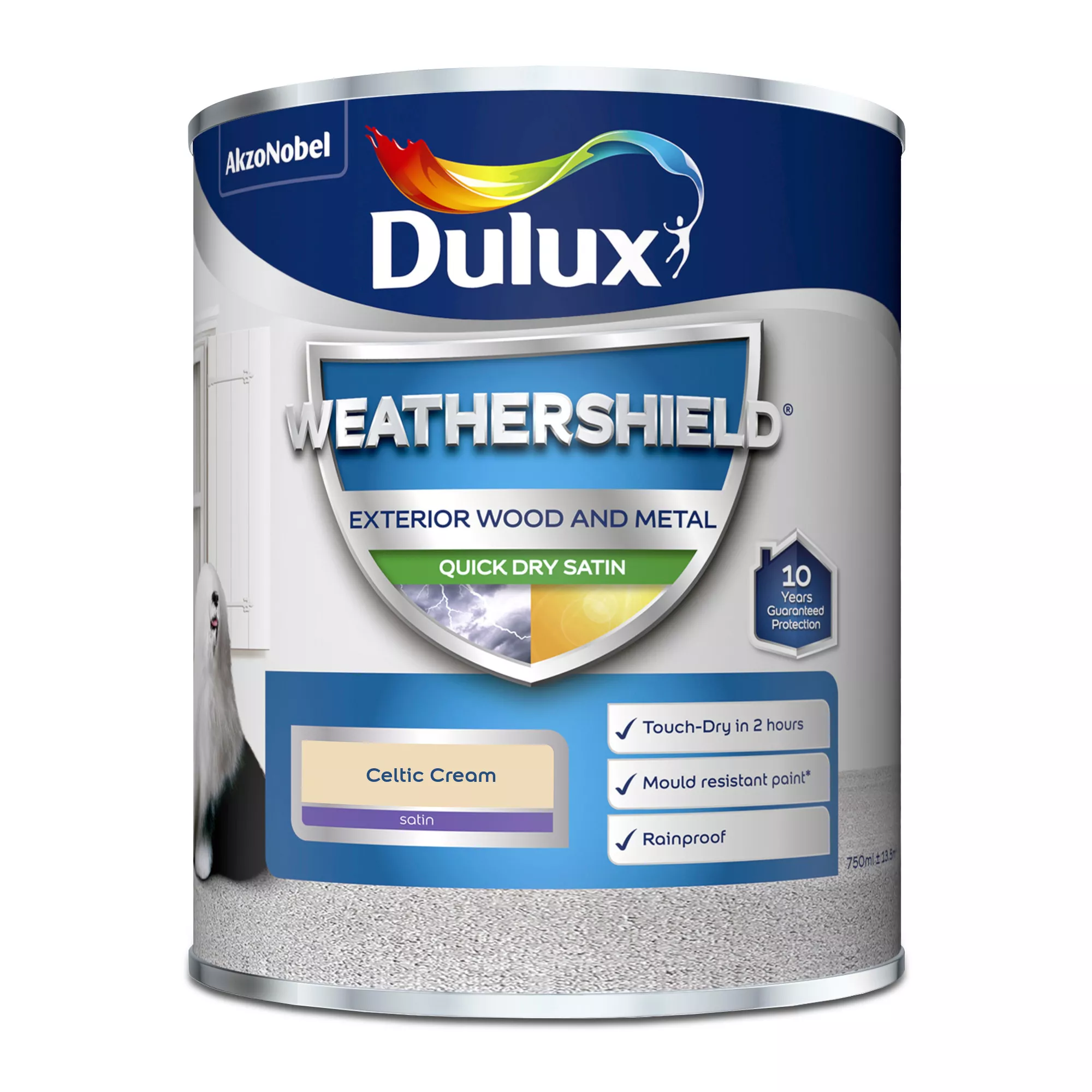 Dulux Weathershield Celtic Cream Satinwood Exterior Metal & Wood Paint, 750ml 4 Dulux Weathershield Celtic Cream Satinwood Exterior Metal & Wood Paint, 750ml - Image 2