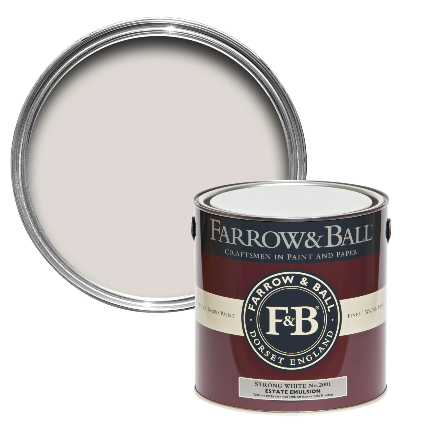Farrow & Ball Estate Strong White No.2001 Matt Emulsion Paint, 2.5L 3 Farrow & Ball Estate Strong White No.2001 Matt Emulsion Paint, 2.5L