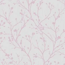 Fine Décor Laurel Mauve Floral Smooth Wallpaper