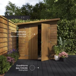 GoodHome Baltimore Matt Quick Dry Decking Wood Stain, 2.5L -Home Paint Store goodhome baltimore matt quick dry decking wood stain 2 5l5059340297224 19i EN 2022