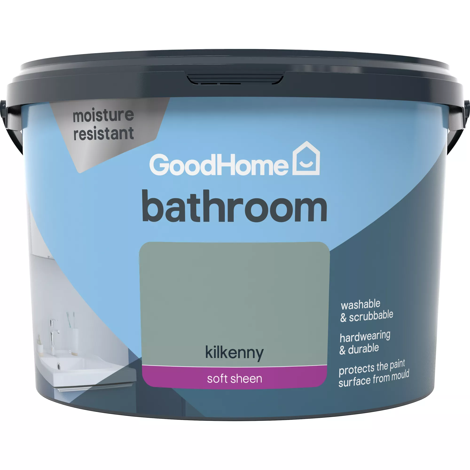 GoodHome Bathroom Kilkenny Soft Sheen Emulsion Paint, 2.5L 5 GoodHome Bathroom Kilkenny Soft Sheen Emulsion Paint, 2.5L - Image 3