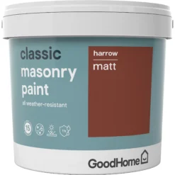 GoodHome Classic Harrow Smooth Matt Masonry Paint, 5L Tin -Home Paint Store goodhome classic harrow smooth matt masonry paint 5l tin5059340073637 02c BQ
