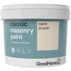 GoodHome Classic Magnolia Smooth Matt Masonry Paint, 10L -Home Paint Store goodhome classic magnolia smooth matt masonry paint 10l3663602521662 02c