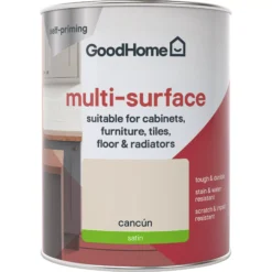 GoodHome Durable Cancun Satin Multi-surface Paint, 750ml -Home Paint Store goodhome durable cancun satin multi surface paint 750ml3663602585671 02c
