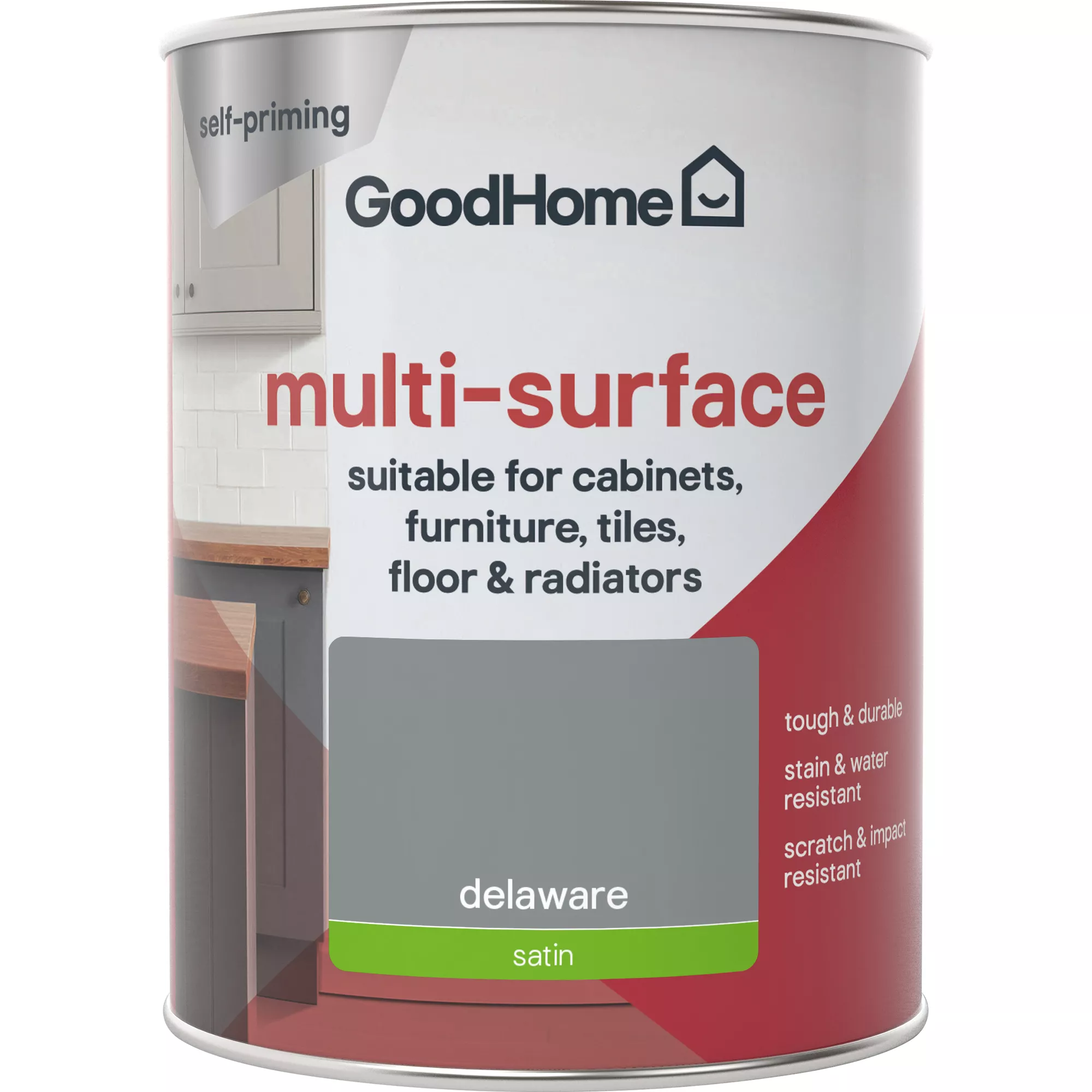 GoodHome Durable Delaware Satin Multi-surface Paint, 750ml 5 GoodHome Durable Delaware Satin Multi-surface Paint, 750ml - Image 3