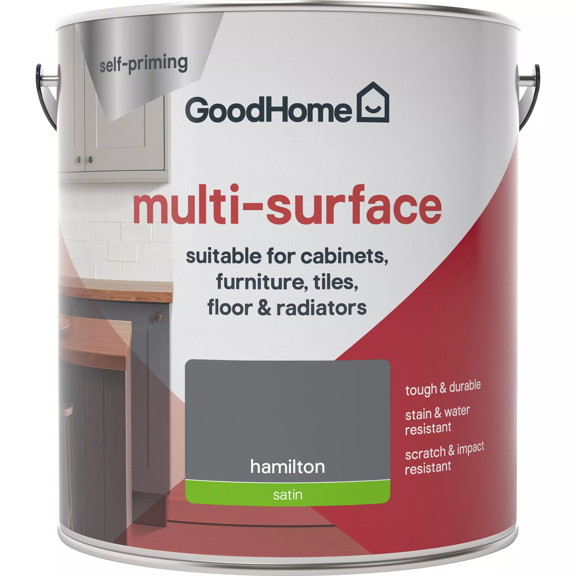 GoodHome Durable Hamilton Satin Multi-surface Paint, 2L 5 GoodHome Durable Hamilton Satin Multi-surface Paint, 2L - Image 3