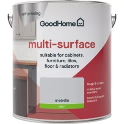GoodHome Durable Melville Satin Multi-surface Paint, 2L -Home Paint Store goodhome durable melville satin multi surface paint 2l3663602586296 02c