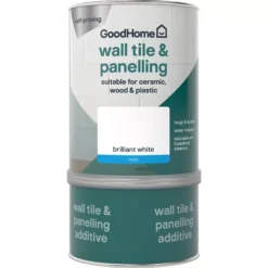 GoodHome Durable North Pole (Brilliant White) Matt Wall Tile & Panelling Paint, 750ml -Home Paint Store goodhome durable north pole brilliant white matt wall tile panelling paint 750ml3663602583752 02c