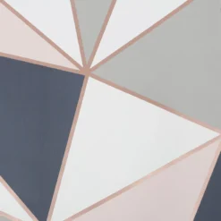 GoodHome Eastnor Navy & Pink Geometric Metallic Effect Smooth Wallpaper -Home Paint Store goodhome eastnor navy pink geometric metallic effect smooth wallpaper5059340410234 37c
