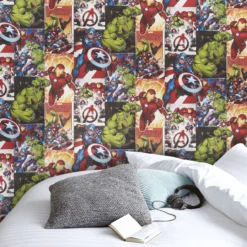GoodHome Heimia Multicolour Avengers Smooth Wallpaper -Home Paint Store goodhome heimia multicolour avengers smooth wallpaper5011583357868 30i