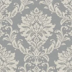 GoodHome Mire Grey Damask Woven Effect Textured Wallpaper -Home Paint Store goodhome mire grey damask woven effect textured wallpaper3663602559887 39c bq
