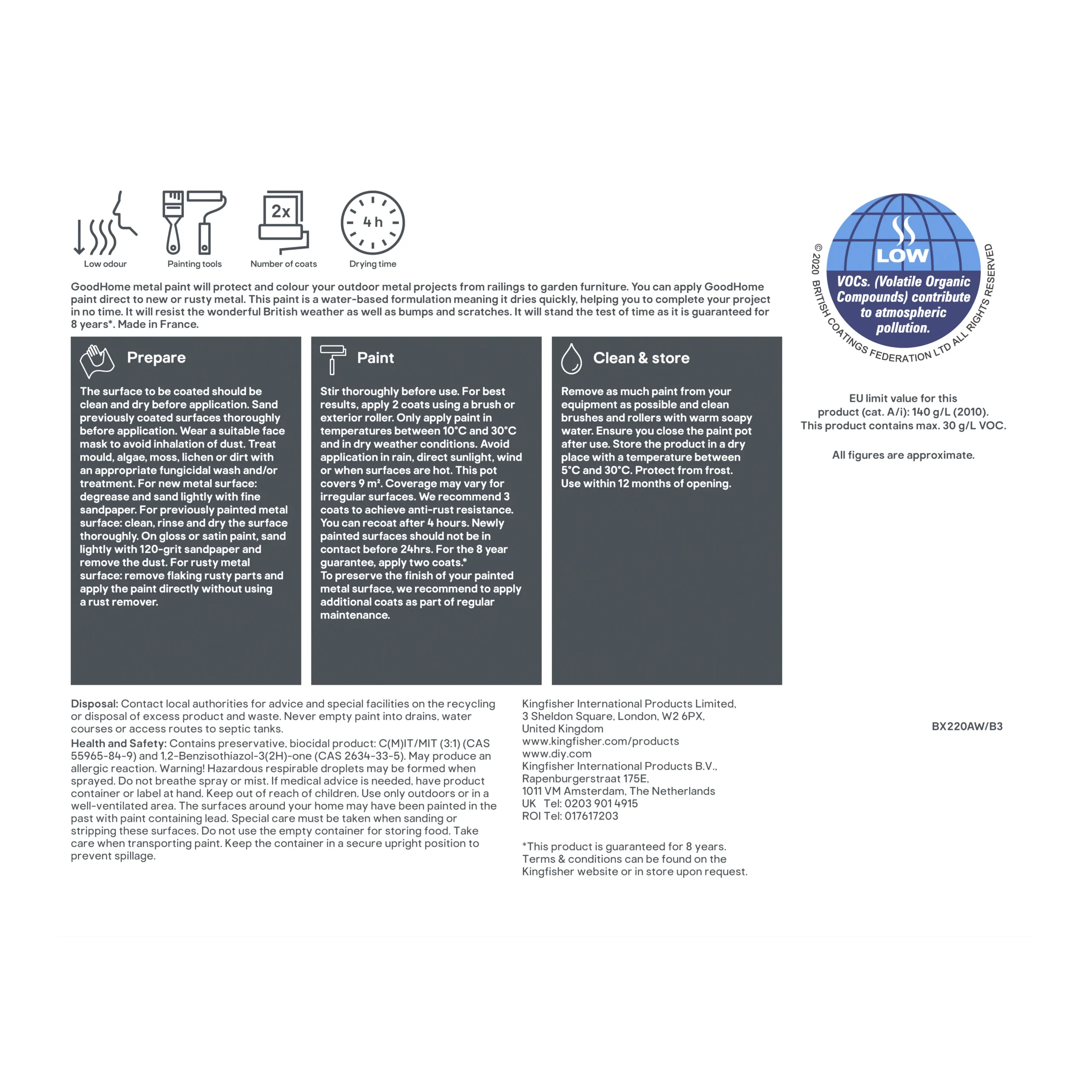 GoodHome Outdoor Black Satinwood Exterior Metal Paint, 750ml Tin 7 GoodHome Outdoor Black Satinwood Exterior Metal Paint, 750ml Tin - Image 5