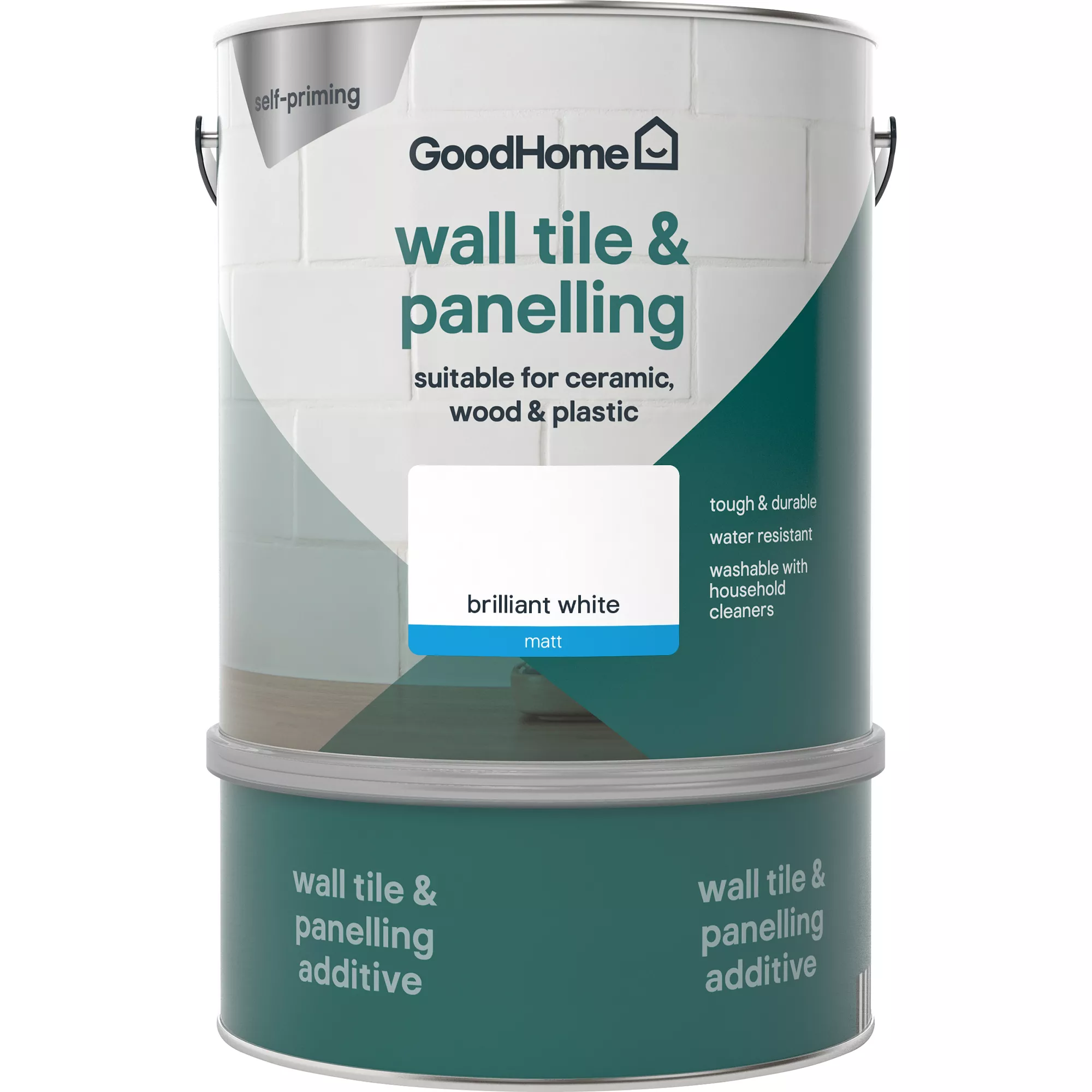 GoodHome Renovation Brilliant White Matt Wall Tile & Panelling Paint, 2L 4 GoodHome Renovation Brilliant White Matt Wall Tile & Panelling Paint, 2L - Image 2