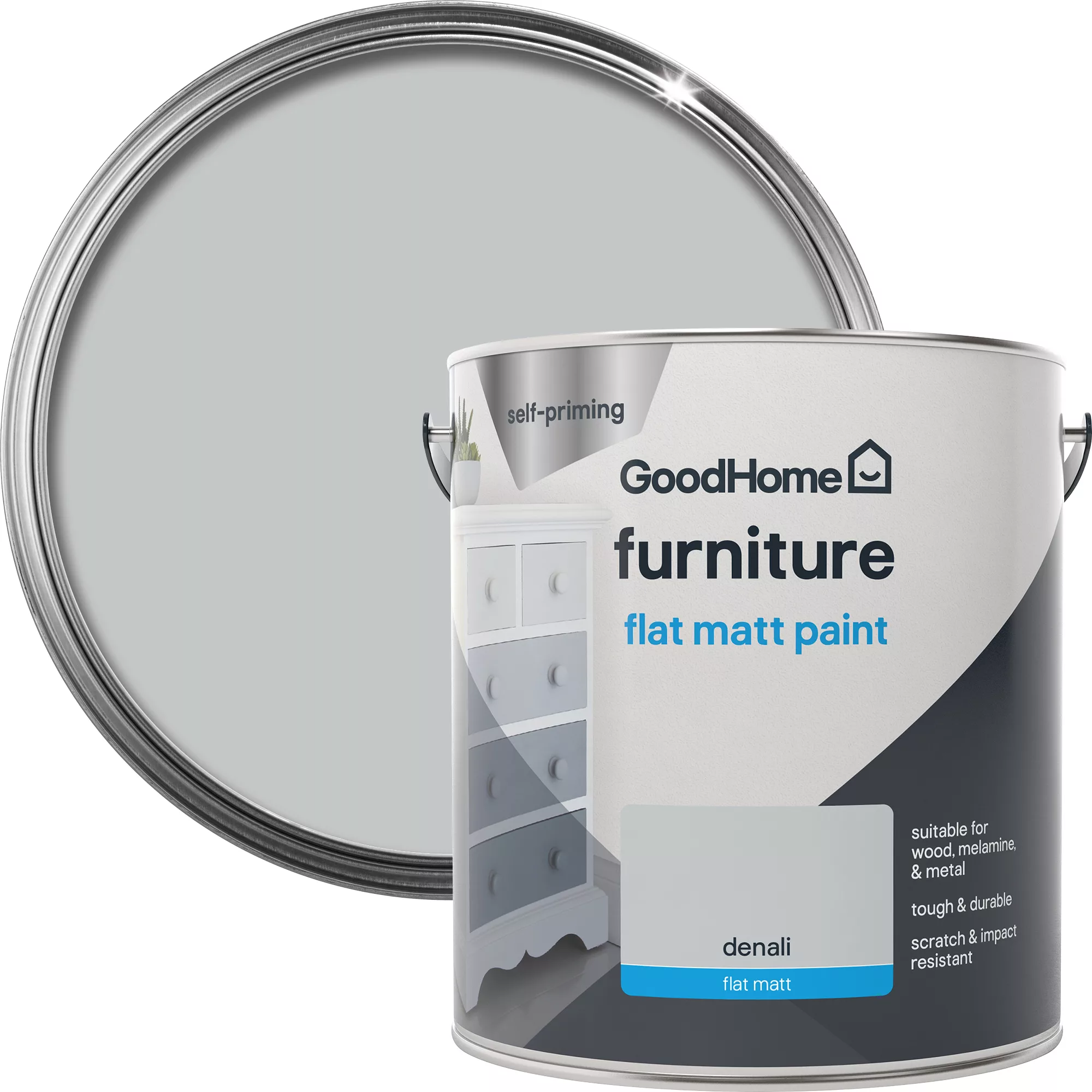 GoodHome Renovation Denali Flat Matt Furniture Paint, 2L 3 GoodHome Renovation Denali Flat Matt Furniture Paint, 2L
