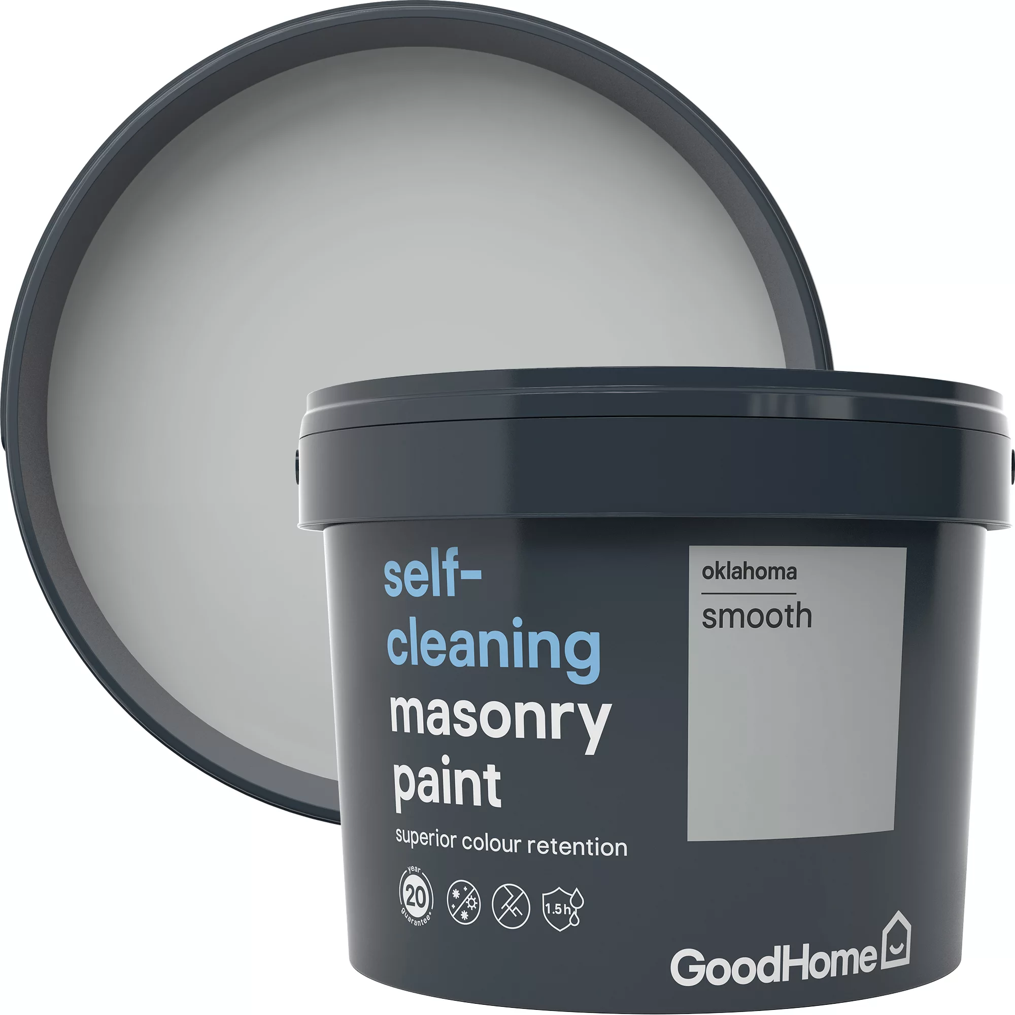 GoodHome Self-cleaning Oklahoma Smooth Matt Masonry Paint, 10L 3 GoodHome Self-cleaning Oklahoma Smooth Matt Masonry Paint, 10L