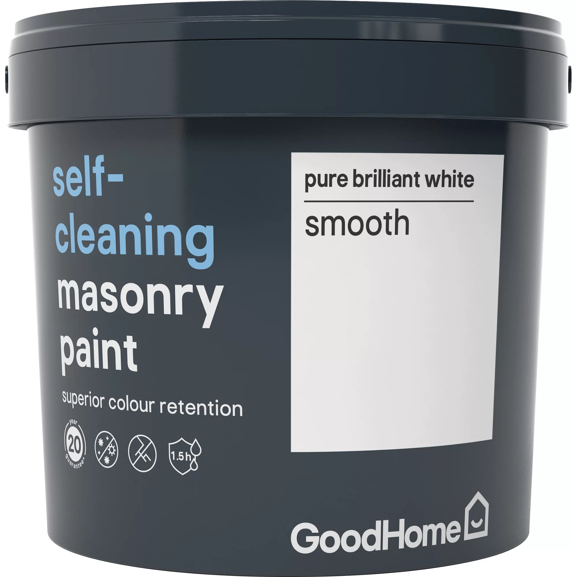 GoodHome Self-cleaning Pure Brilliant White Smooth Matt Masonry Paint, 5L 4 GoodHome Self-cleaning Pure Brilliant White Smooth Matt Masonry Paint, 5L - Image 2
