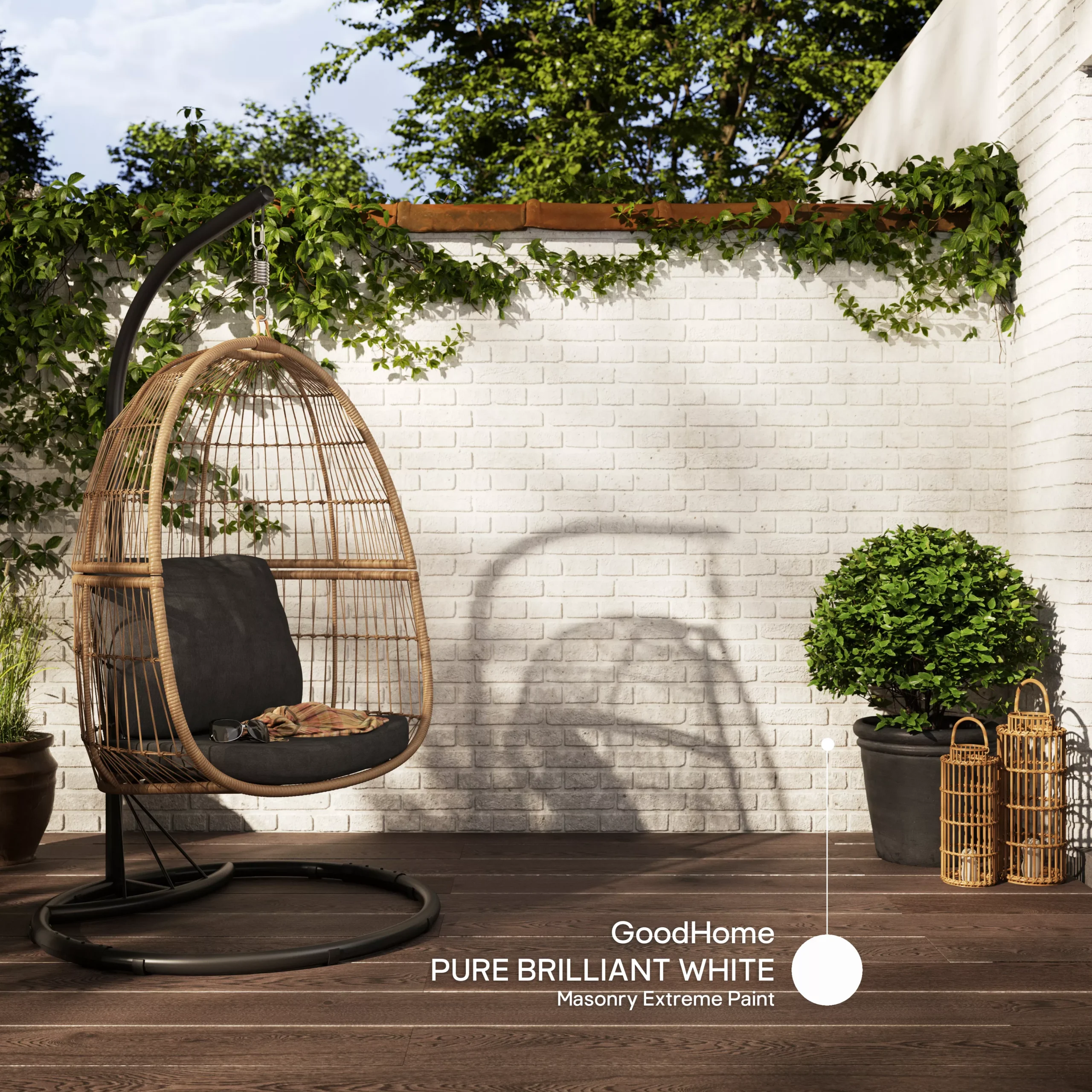 GoodHome Self-cleaning Pure Brilliant White Smooth Matt Masonry Paint, 5L 7 GoodHome Self-cleaning Pure Brilliant White Smooth Matt Masonry Paint, 5L - Image 5