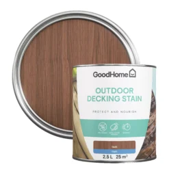 GoodHome Teak Matt Quick Dry Decking Wood Stain, 2.5L