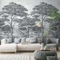 GoodHome Turcoaz Black & White Woodland Matt Mural 12 GoodHome Turcoaz Black & White Woodland Matt Mural -Home Paint Store goodhome turcoaz black white woodland matt mural5059340411088 01i