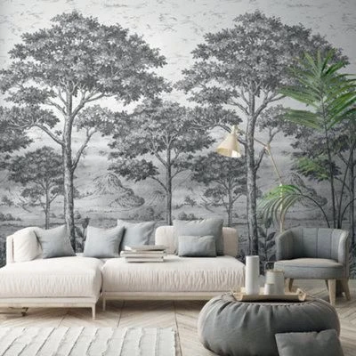 GoodHome Turcoaz Black & White Woodland Matt Mural 7 GoodHome Turcoaz Black & White Woodland Matt Mural - Image 5