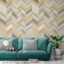 Grandeco Grey & Yellow Chevron Matt Mural -Home Paint Store grandeco grey yellow chevron matt mural5411012425142 20i bq