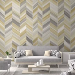 Grandeco Grey & Yellow Chevron Matt Mural -Home Paint Store grandeco grey yellow chevron matt mural5411012425142 21i bq