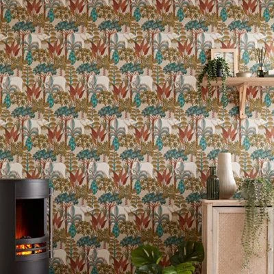 Grandeco Multicolour Elephant Forest Embossed Wallpaper 6 Grandeco Multicolour Elephant Forest Embossed Wallpaper - Image 5