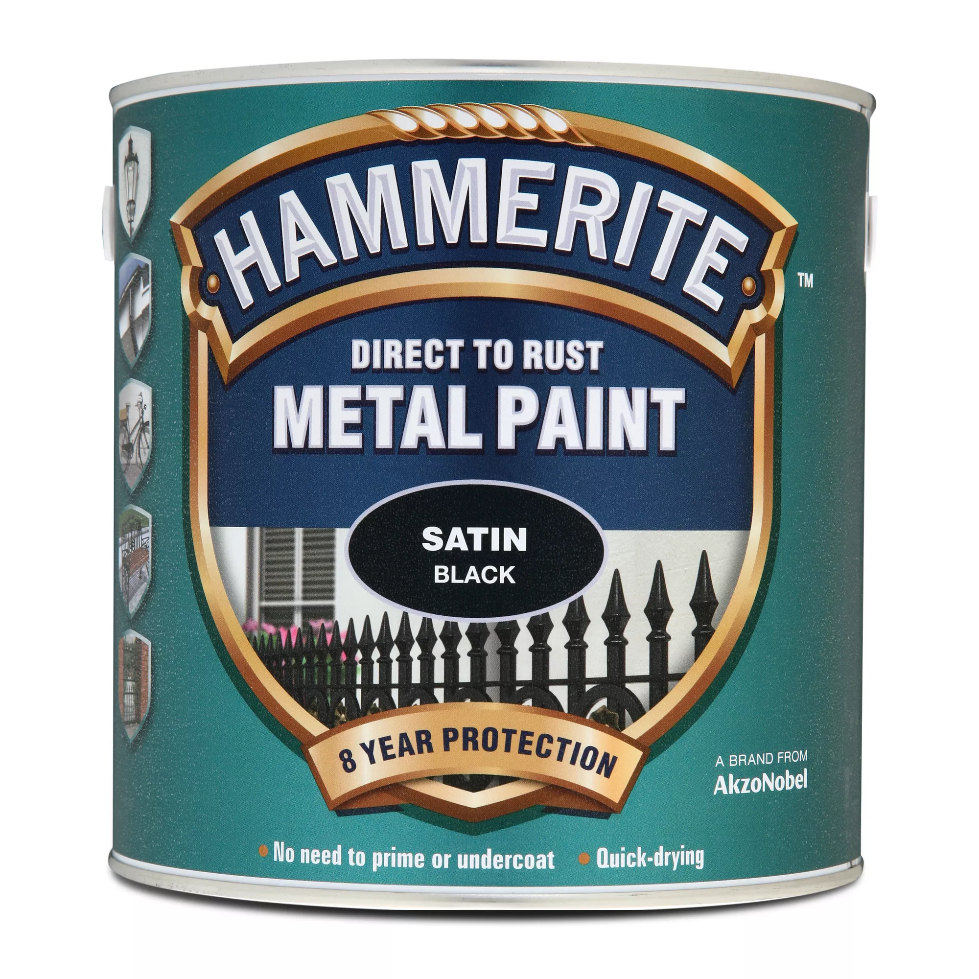 Hammerite Black Satinwood Metal Paint, 2.5L 4 Hammerite Black Satinwood Metal Paint, 2.5L - Image 2