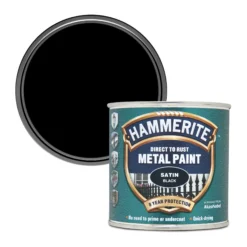 Hammerite Black Satinwood Metal Paint, 250ml