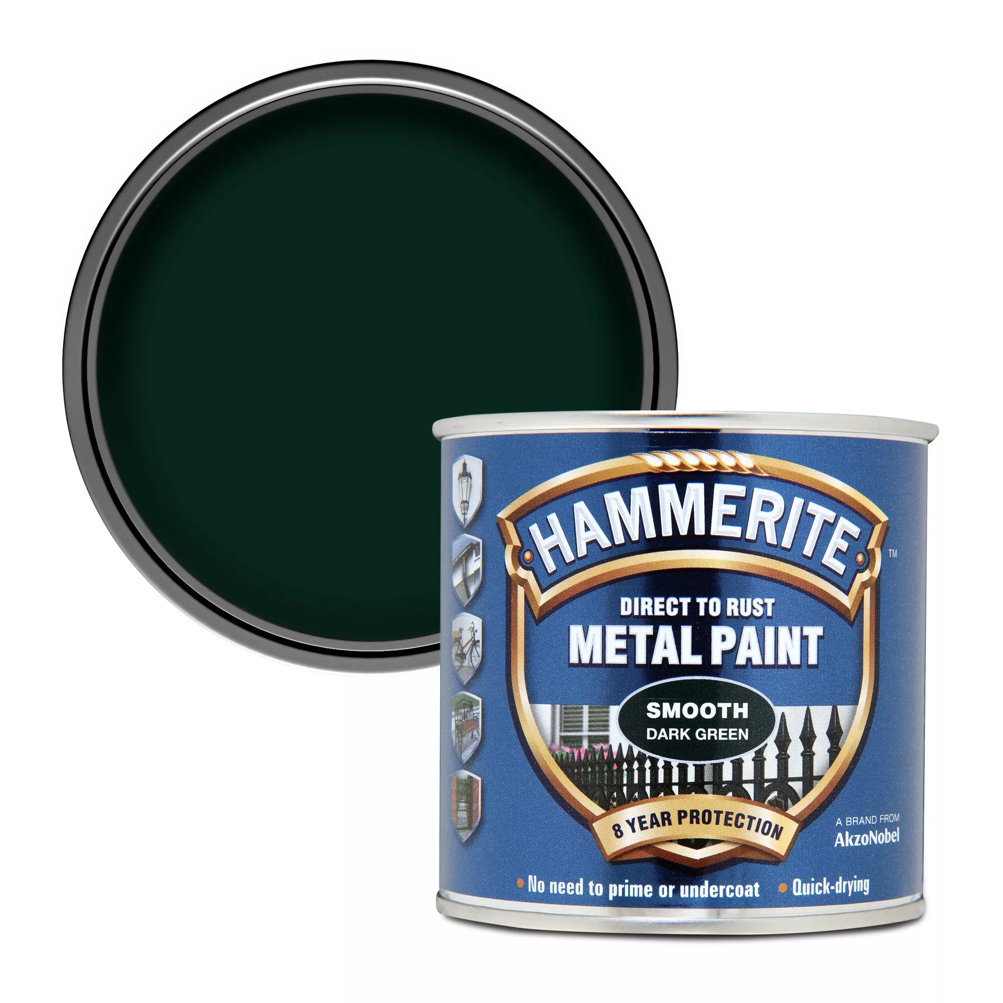Hammerite Dark Green Gloss Metal Paint, 250ml 3 Hammerite Dark Green Gloss Metal Paint, 250ml