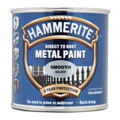 Hammerite Gloss Silver Effect Metal Paint, 250ml -Home Paint Store hammerite gloss silver effect metal paint 250ml5011867000435 08c bq