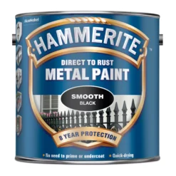 Hammerite Smoothrite Black Gloss Metal Paint, 2.5L -Home Paint Store hammerite smoothrite black gloss metal paint 2 5l5011867220048 08c bq