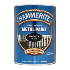 Hammerite Smoothrite Black Gloss Metal Paint, 5L -Home Paint Store hammerite smoothrite black gloss metal paint 5l5011867220055 08c bq